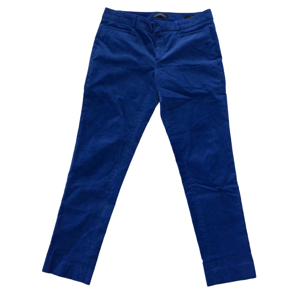 Banana Republic Sloan Pants Blue Velvet Sateen Skinny Ankle Fall Preppy Size 4